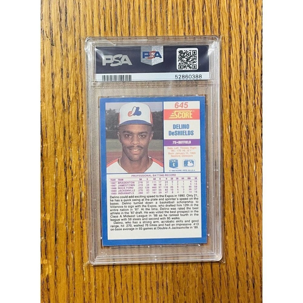 1990 Score Delino DeShields Rookie RC PSA 8 Expos #645 - Picture 2 of 2